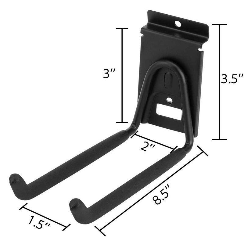 HOSKO Heavy Duty Garage Storage Slatwall Double Hooks for Ladders, Wall Mounted 9â€™â€™ Tool Holder Utility U Hanger Organizer for Bike Bicycle Garden Hose and Folding Chairs (Black) - Image 2